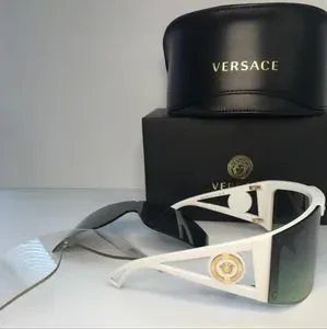 - ?Versace 4393 401/1W Sunglasses White/Clear w/Extra 2pc Interchangeable … VERSACE BRAND NEW VERSACE VE4393 401/1W White Women  main image 4